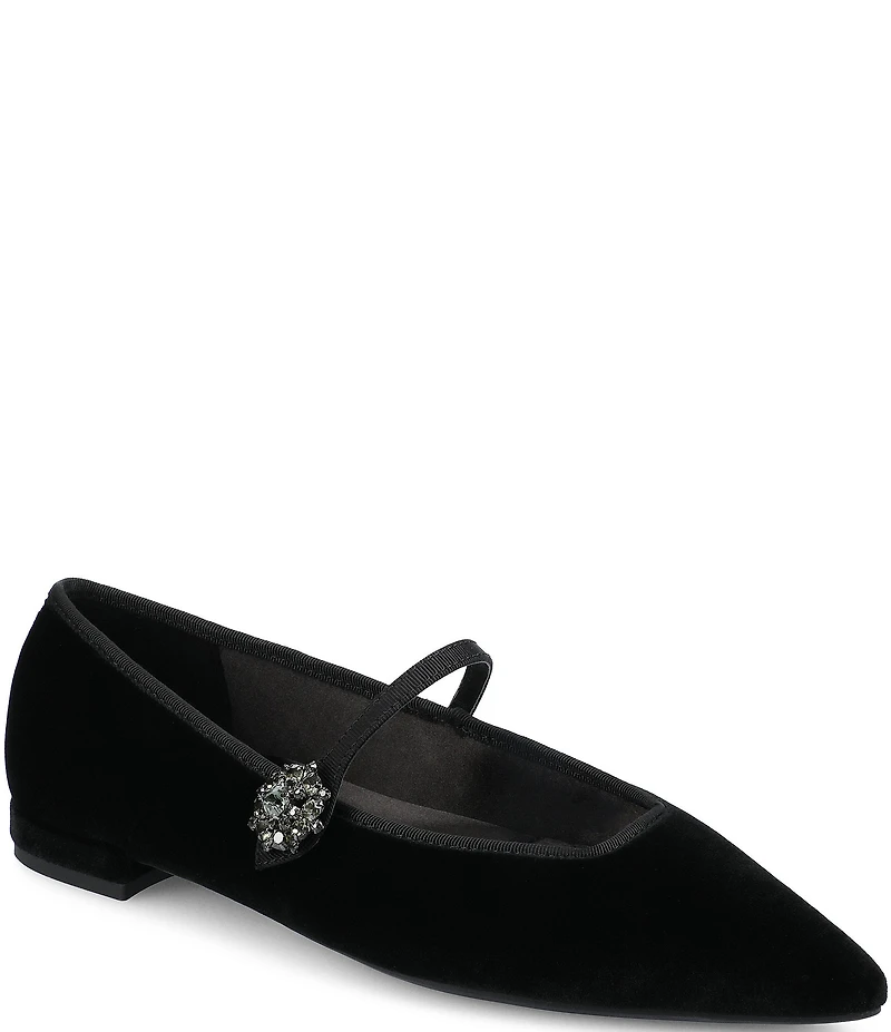 Birdies The Goldfinch 15 Mary Jane Velvet Pointed Toe Flats