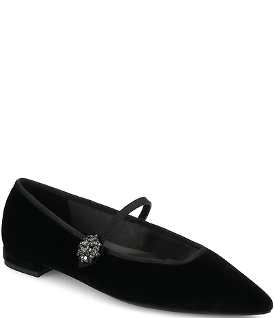 Birdies The Goldfinch 15 Mary Jane Velvet Pointed Toe Flats