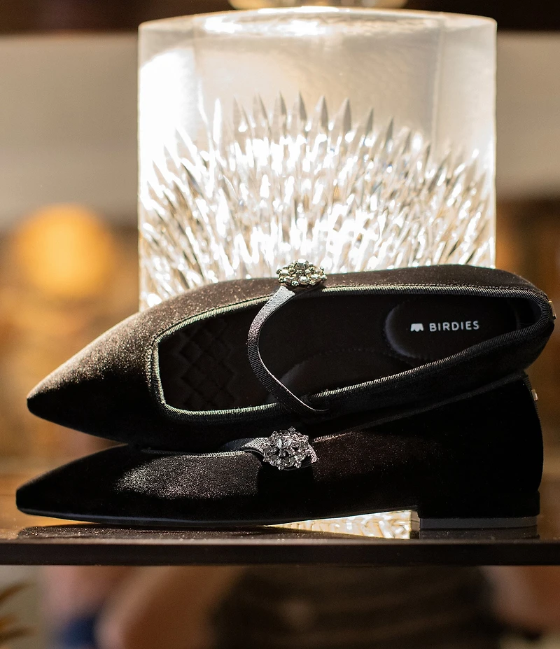 Birdies The Goldfinch 15 Mary Jane Velvet Pointed Toe Flats