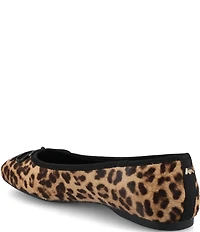 Birdies The Hummingbird Leopard Print Calf Hair Ballet Bow Flats