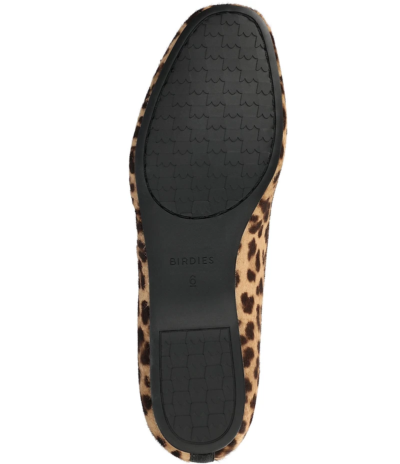 Birdies The Hummingbird Leopard Print Calf Hair Ballet Bow Flats