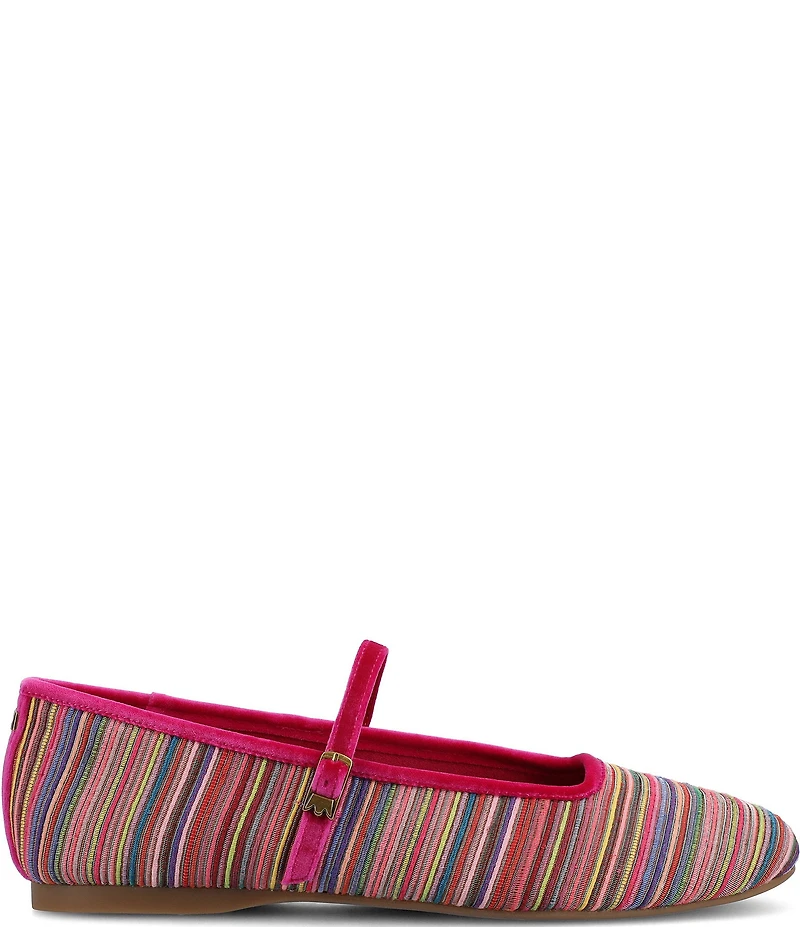 Birdies The Hummingbird Mary Jane Striped Grosgrain Ballerina Flats