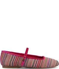 Birdies The Hummingbird Mary Jane Striped Grosgrain Ballerina Flats