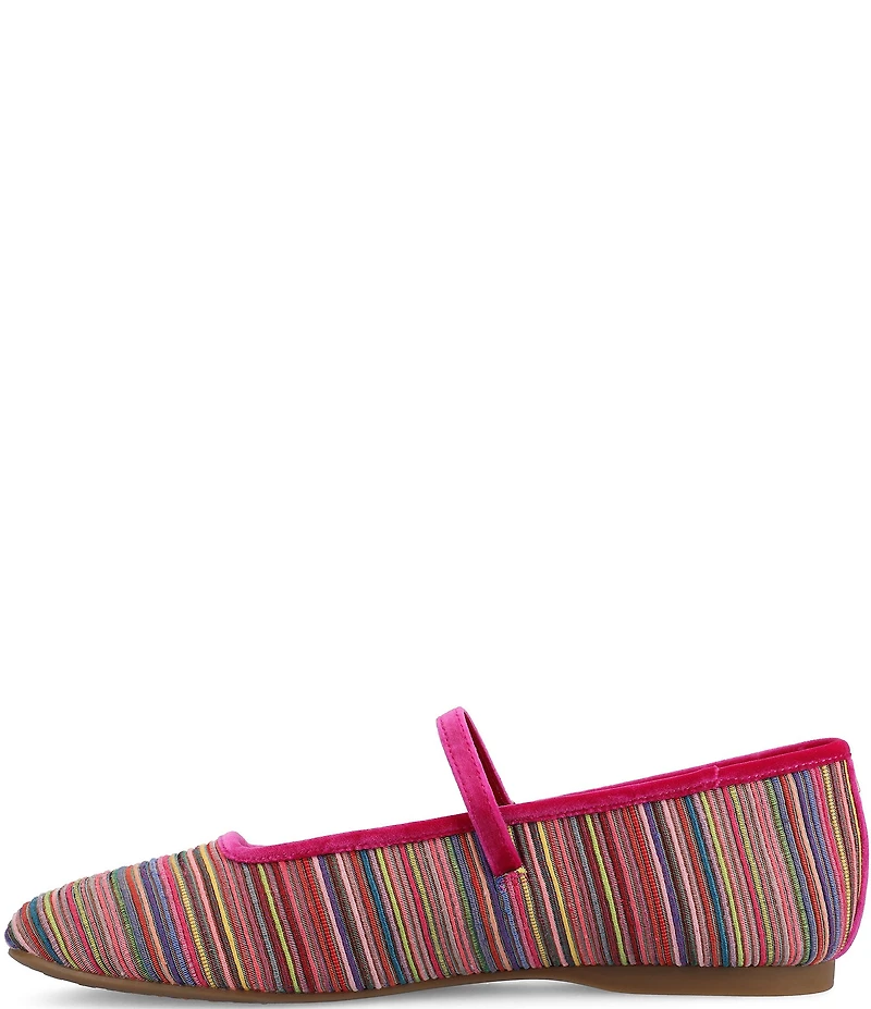 Birdies The Hummingbird Mary Jane Striped Grosgrain Ballerina Flats