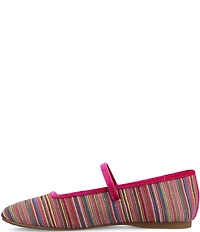 Birdies The Hummingbird Mary Jane Striped Grosgrain Ballerina Flats