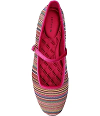 Birdies The Hummingbird Mary Jane Striped Grosgrain Ballerina Flats