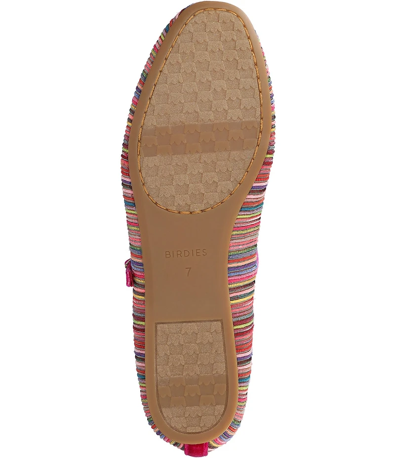 Birdies The Hummingbird Mary Jane Striped Grosgrain Ballerina Flats