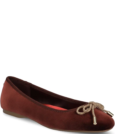 Birdies The Hummingbird Velvet Jewel Bow Ballet Flats