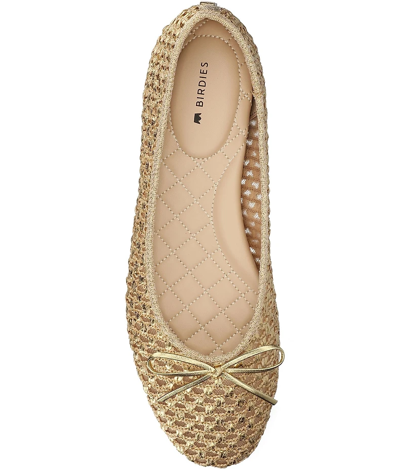Birdies The Songbird Metallic Woven Ballet Bow Flats