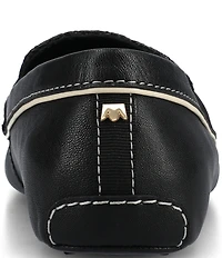 Birdies The Vesper Leather and Raffia Penny Driver Loafers