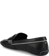 Birdies The Vesper Leather and Raffia Penny Driver Loafers