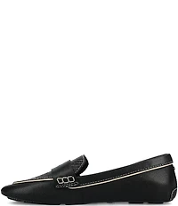Birdies The Vesper Leather and Raffia Penny Driver Loafers