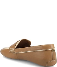 Birdies The Vesper Leather and Raffia Penny Driver Loafers