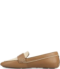 Birdies The Vesper Leather and Raffia Penny Driver Loafers