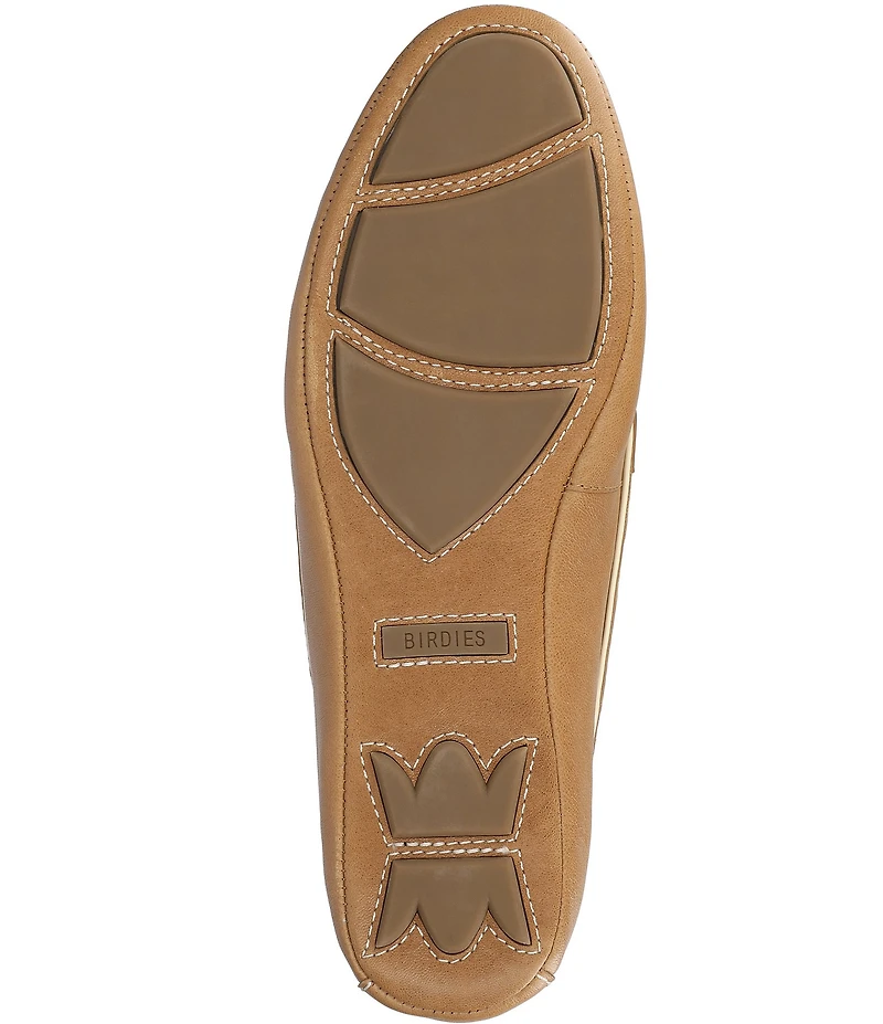 Birdies The Vesper Leather and Raffia Penny Driver Loafers