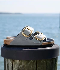 Birkenstock Women's Arizona Oiled Leather Big Buckle Hardware Slide Sandals