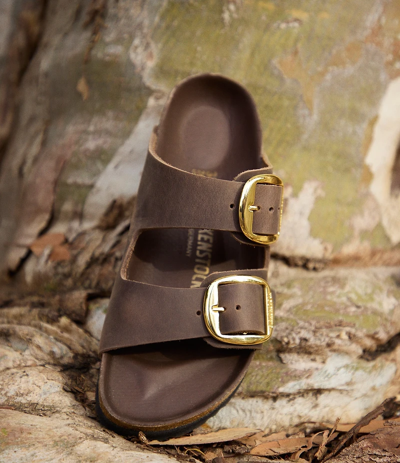Birkenstock Women's Arizona Oiled Leather Big Buckle Hardware Slide Sandals