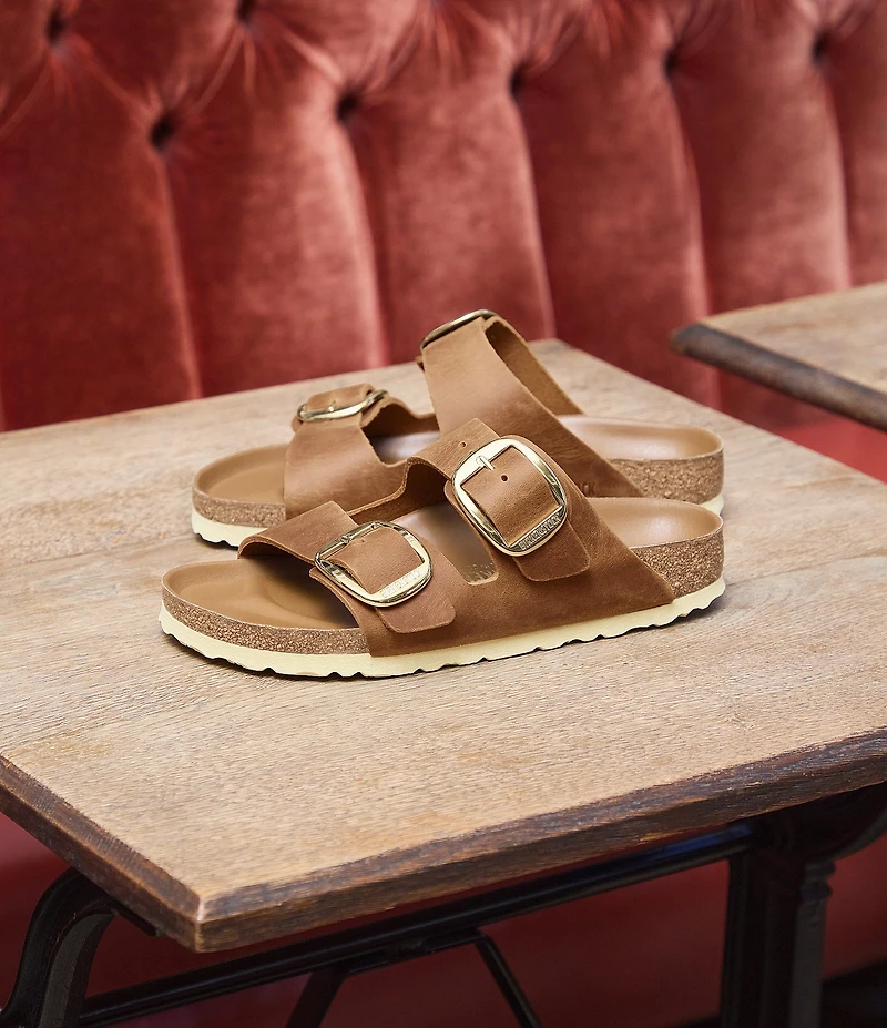 Birkenstock Women's Arizona Oiled Leather Big Buckle Hardware Slide Sandals