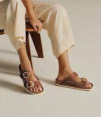 Birkenstock Women's Arizona Oiled Leather Big Buckle Hardware Slide Sandals