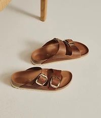 Birkenstock Women's Arizona Oiled Leather Big Buckle Hardware Slide Sandals