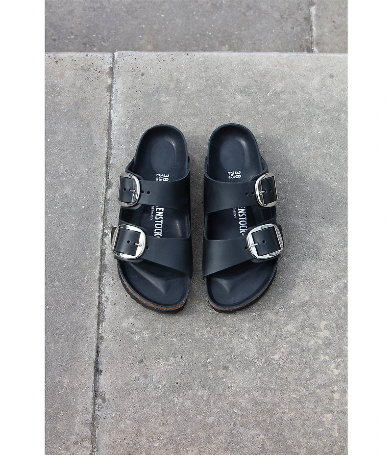 Birkenstock Women's Arizona Oiled Leather Big Buckle Hardware Slide Sandals