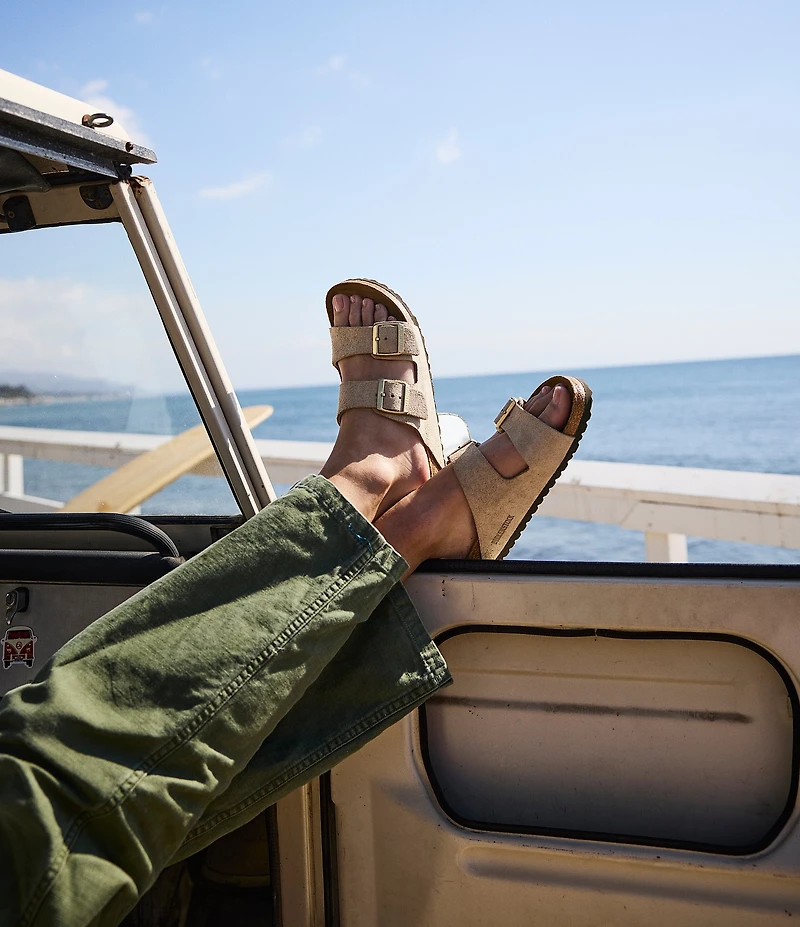 Birkenstock Arizona Shimmering Suede Buckle Slide Sandals