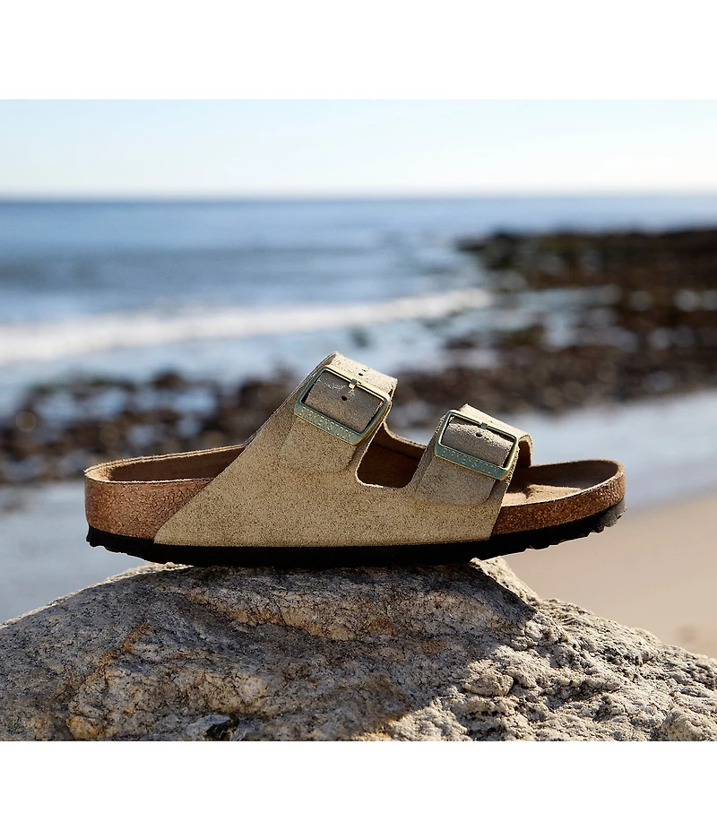 Birkenstock Arizona Shimmering Suede Buckle Slide Sandals