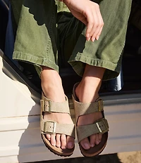 Birkenstock Arizona Shimmering Suede Buckle Slide Sandals