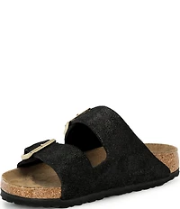 Birkenstock Arizona Shimmering Suede Buckle Slide Sandals