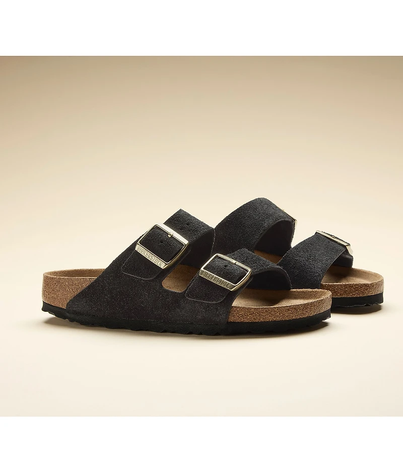 Birkenstock Arizona Shimmering Suede Buckle Slide Sandals