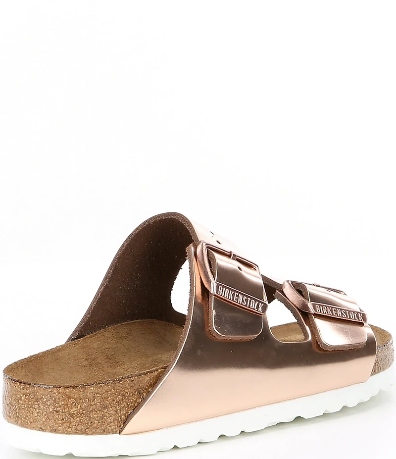 Birkenstock Women's Arizona Soft Footbed Banded Buckle Metallic Slide Sandals