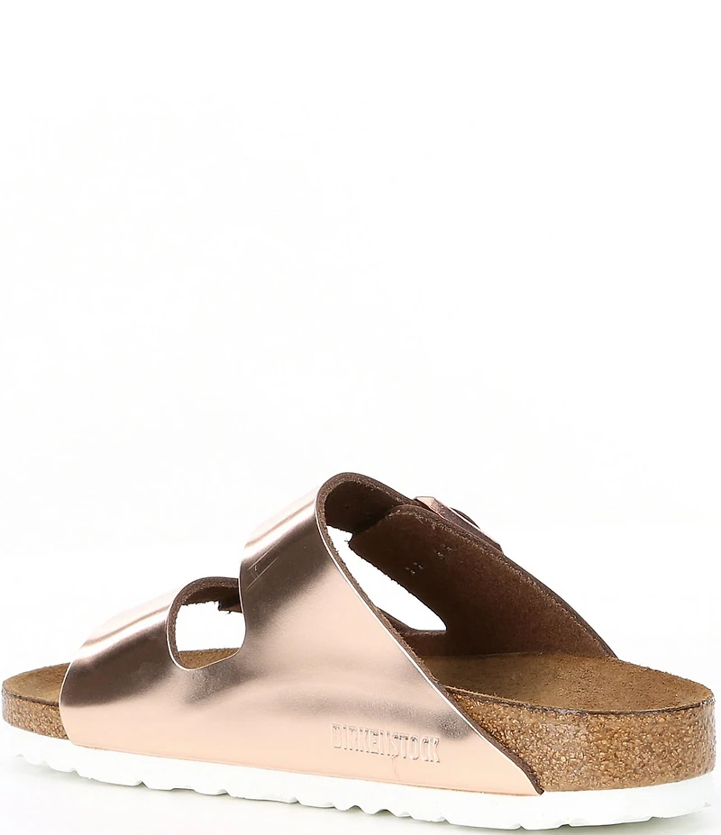 Birkenstock Women's Arizona Soft Footbed Banded Buckle Metallic Slide Sandals