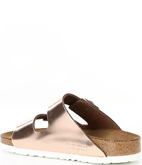 Birkenstock Women's Arizona Soft Footbed Banded Buckle Metallic Slide Sandals