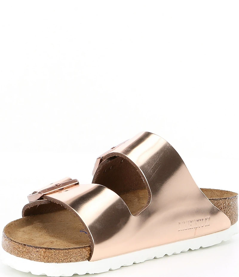 Birkenstock Women's Arizona Soft Footbed Banded Buckle Metallic Slide Sandals