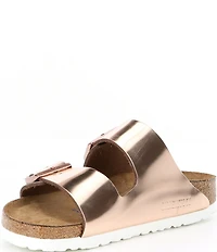 Birkenstock Women's Arizona Soft Footbed Banded Buckle Metallic Slide Sandals