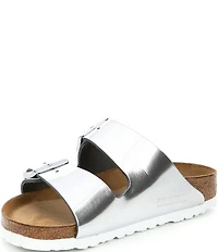 Birkenstock Women's Arizona Soft Footbed Banded Buckle Metallic Slide Sandals