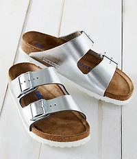 Birkenstock Women's Arizona Soft Footbed Banded Buckle Metallic Slide Sandals