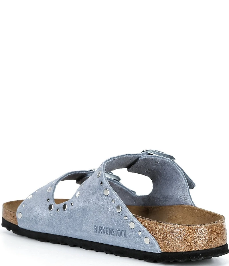 Birkenstock Arizona Suede Rivet Detail Double Banded Slide Sandals