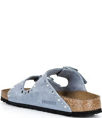 Birkenstock Arizona Suede Rivet Detail Double Banded Slide Sandals