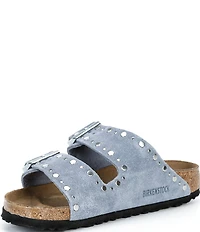 Birkenstock Arizona Suede Rivet Detail Double Banded Slide Sandals