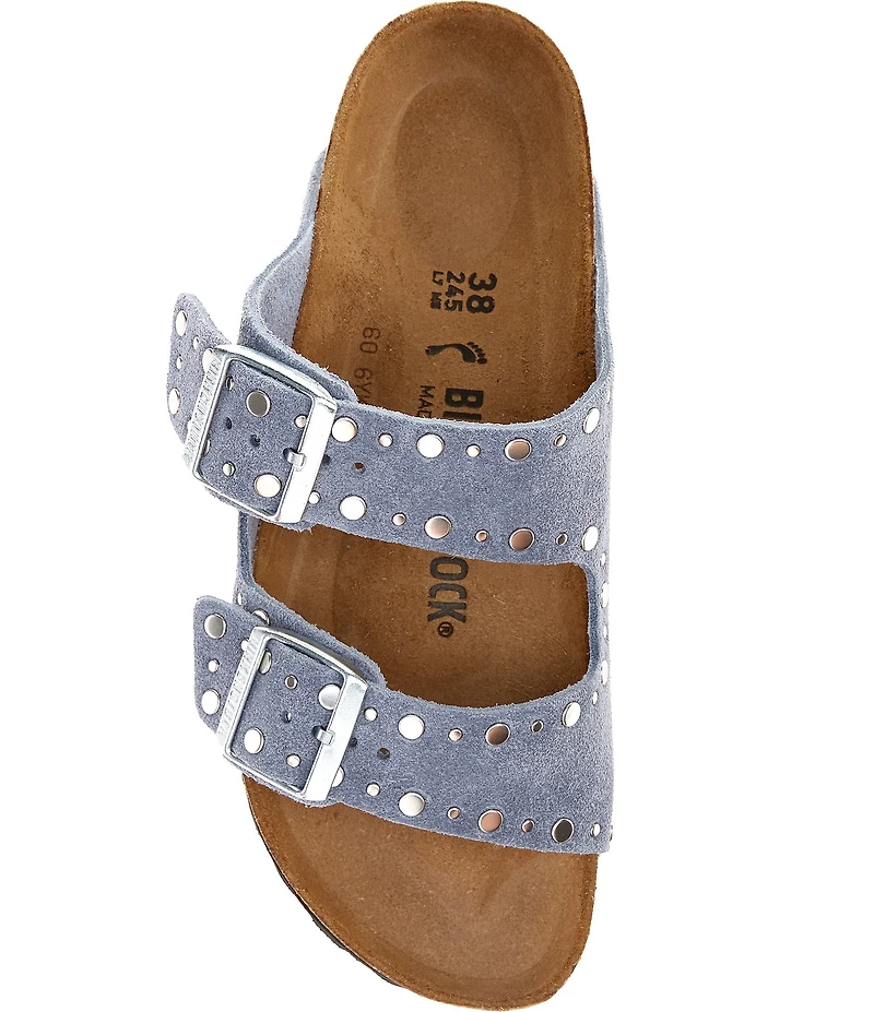 Birkenstock Arizona Suede Rivet Detail Double Banded Slide Sandals
