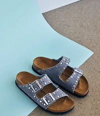 Birkenstock Arizona Suede Rivet Detail Double Banded Slide Sandals