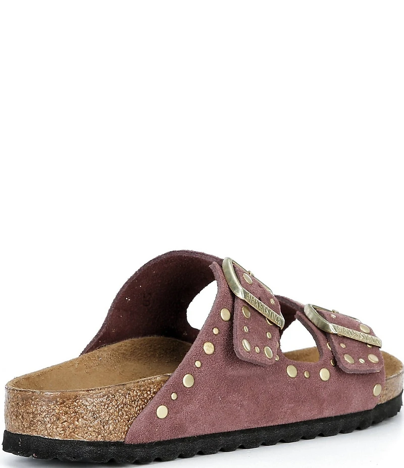 Birkenstock Arizona Suede Rivet Detail Double Banded Slide Sandals