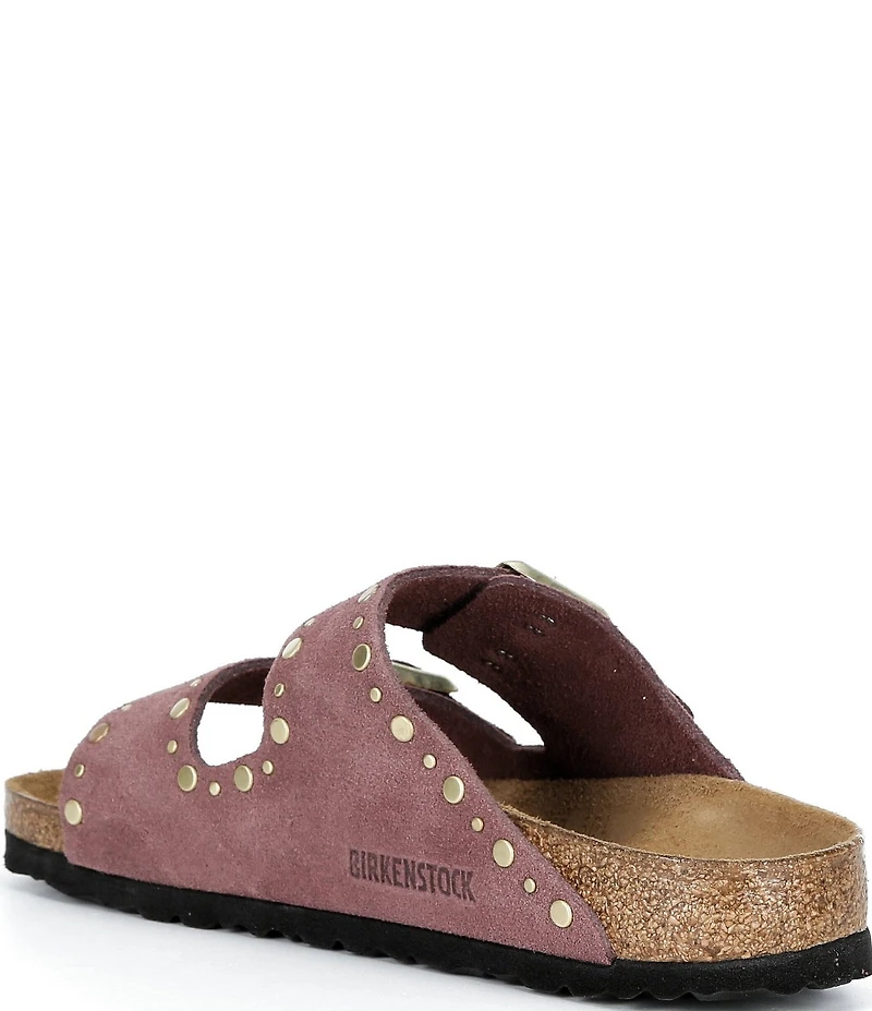 Birkenstock Arizona Suede Rivet Detail Double Banded Slide Sandals