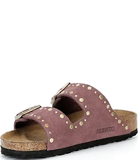Birkenstock Arizona Suede Rivet Detail Double Banded Slide Sandals