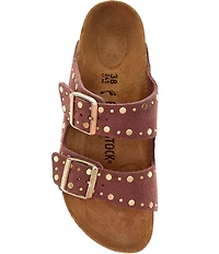 Birkenstock Arizona Suede Rivet Detail Double Banded Slide Sandals