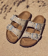 Birkenstock Arizona Suede Rivet Detail Double Banded Slide Sandals