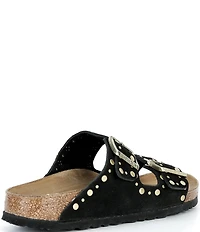 Birkenstock Arizona Suede Rivet Detail Double Banded Slide Sandals