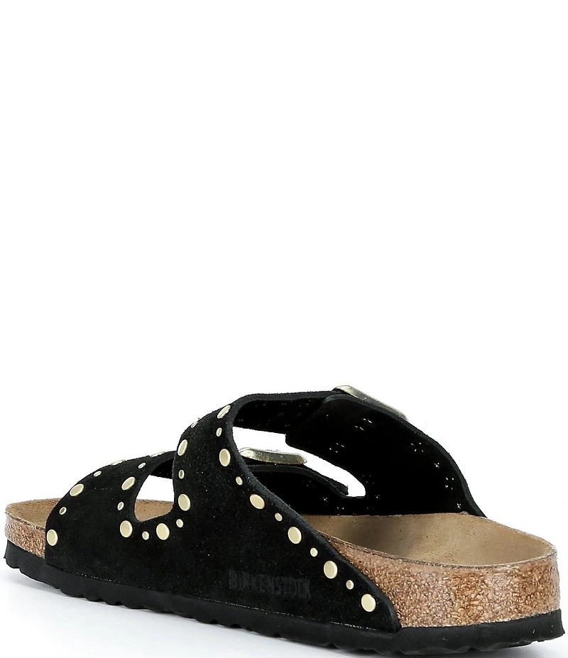 Birkenstock Arizona Suede Rivet Detail Double Banded Slide Sandals