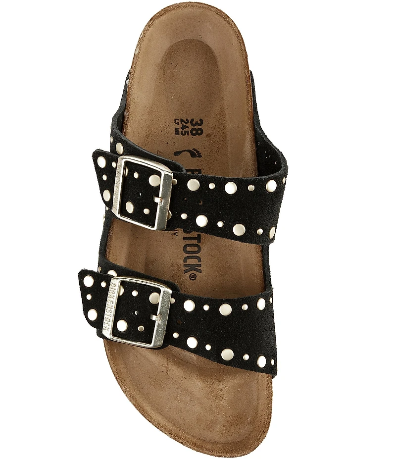 Birkenstock Arizona Suede Rivet Detail Double Banded Slide Sandals